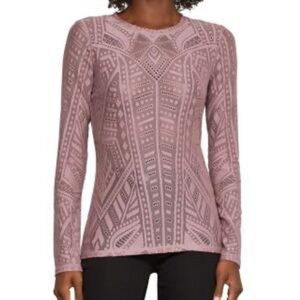 BCBGMaxAzria Mauve Geometric Long Sleeve Top